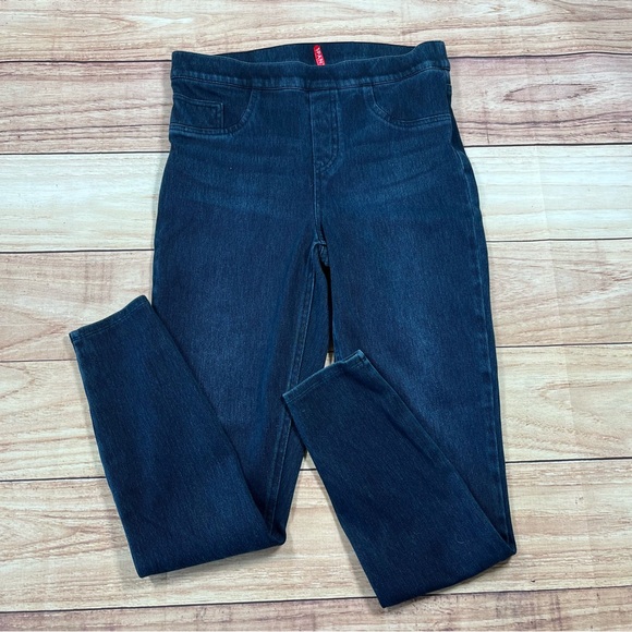 Spanx Jean-ish Ankle Leggings Twilight Blue Womens Medium Dark Stretch‎ Jeggings - Picture 1 of 10